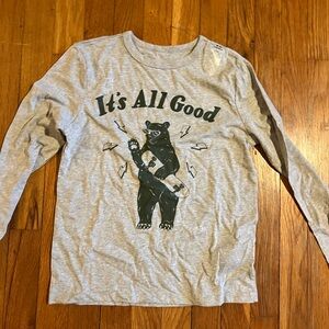 GAP Gray Long Sleeve Tee with Bear Graphic